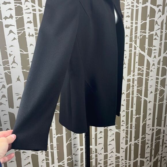 Halston Y2K 100% Wool Black Blazer Shacket Shirt Jacket sz 10 - Picture 2 of 8
